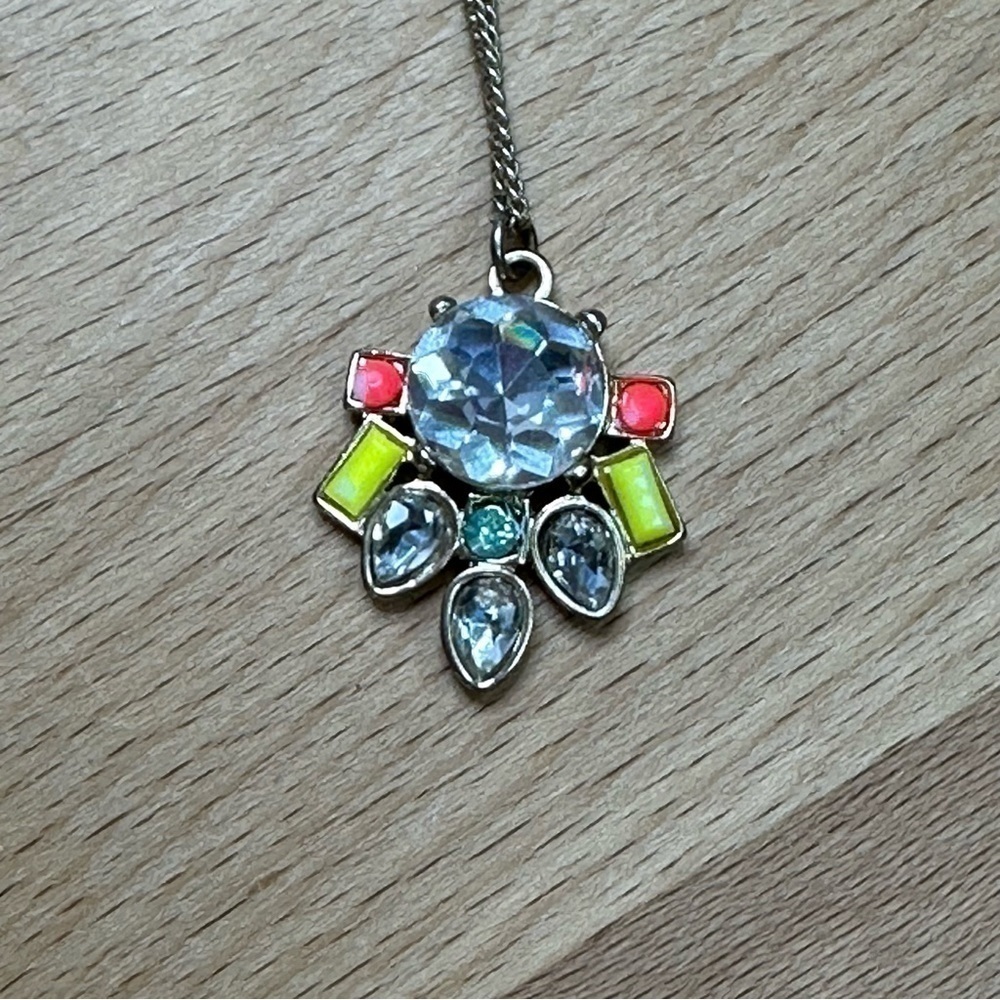 LOFT Silver Tone Necklace with Gem Pendant 33” - Picture 3 of 7